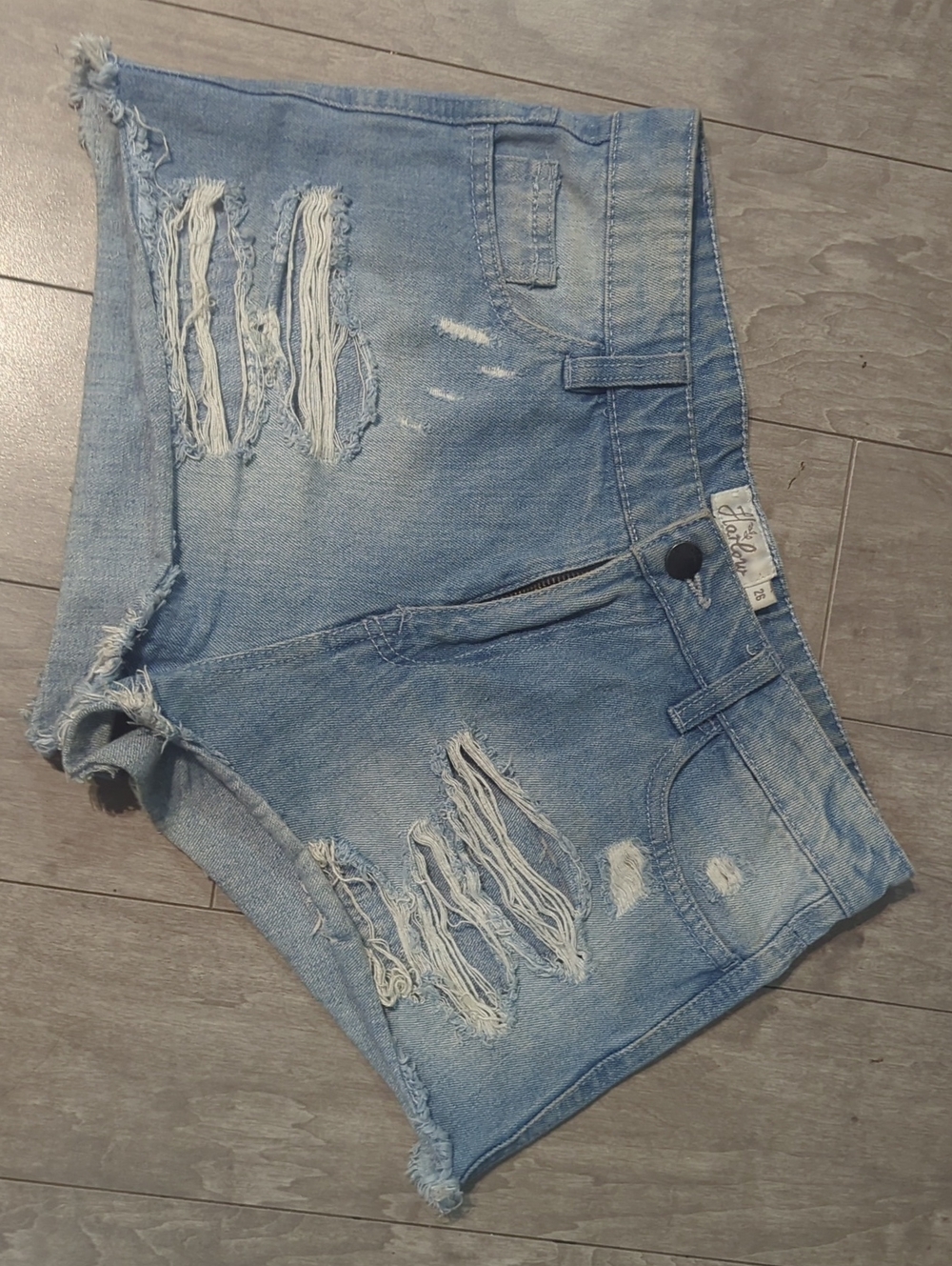 Harlow Light Blue Distressed Cutoff Denim Shorts